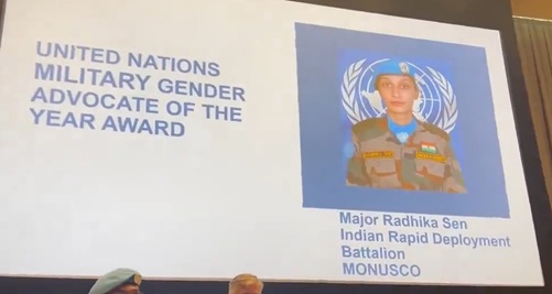 Major Radhika Sen receives prestigious 2023 un Military Gender Advocate of the year award