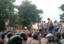 Police fired tear gas shells and water cannon at BJP's youth protest rally.