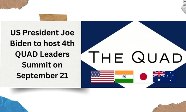 US President Joe Biden to host 4th QUAD Leaders Summit on September 21