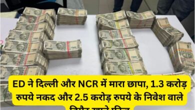 ED raids in Delhi and NCR, freezes demat accounts with investments worth Rs 1.3 crore in cash and Rs 2.5 crore