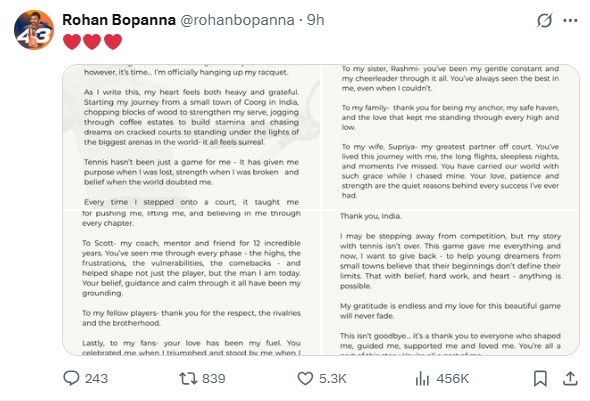 Rohan Bopanna playing tennis match final grand slam winning